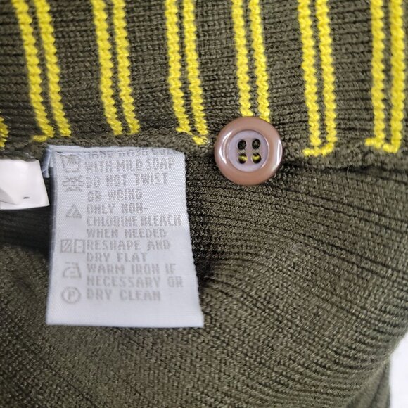 August Silk Logic Cardigan Sweater Size Medium Rib Knit Green Y2K Deadstock - Picture 6 of 10